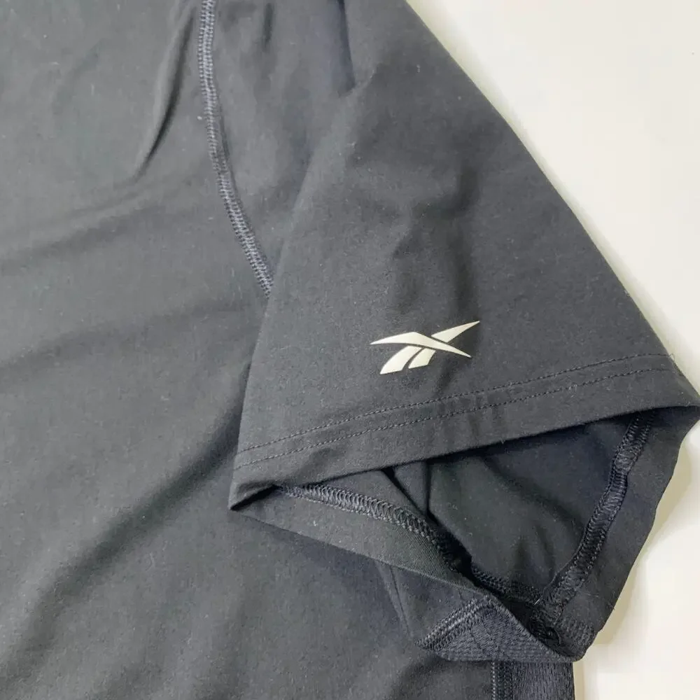 Reebok Shirt Men 2XL Black Short Sleeve Performance Polo Two Button Placket Golf